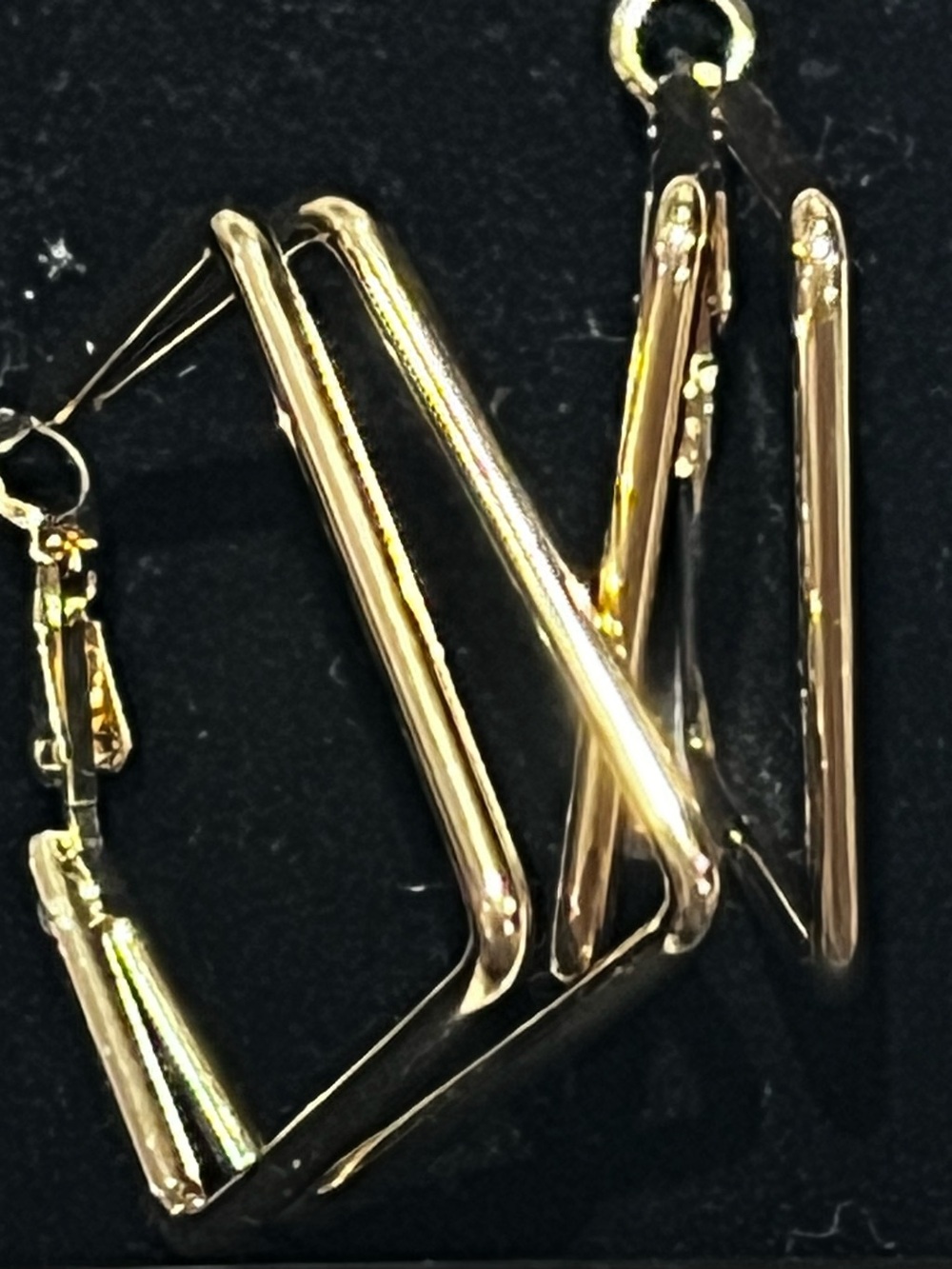 Square Geometric Multi Double Hoop Gold Tone Statement Earrings NWT